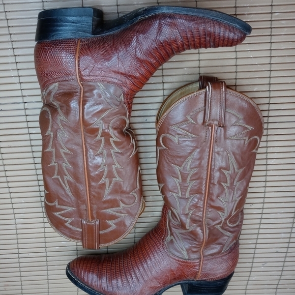 Tony Lama Gold Lable women's exotic pecan brown Teju lizzard Western boots. Sz 6 - Picture 7 of 11